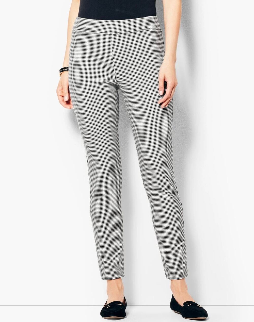 Talbots Skinny Ankle Pants Mid Rise Gingham Mini Check Stretch Pull On Pants 6P